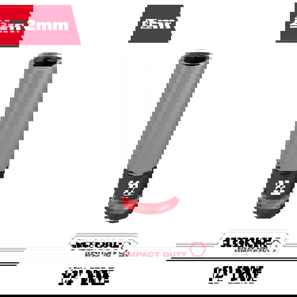 Specialty Sockets; Socket Type: Deep Socket ; Type: Deep ; Drive Size: 1/2 ; Socket Size: 22 mm ; Insulated: No ; Non-sparking: No